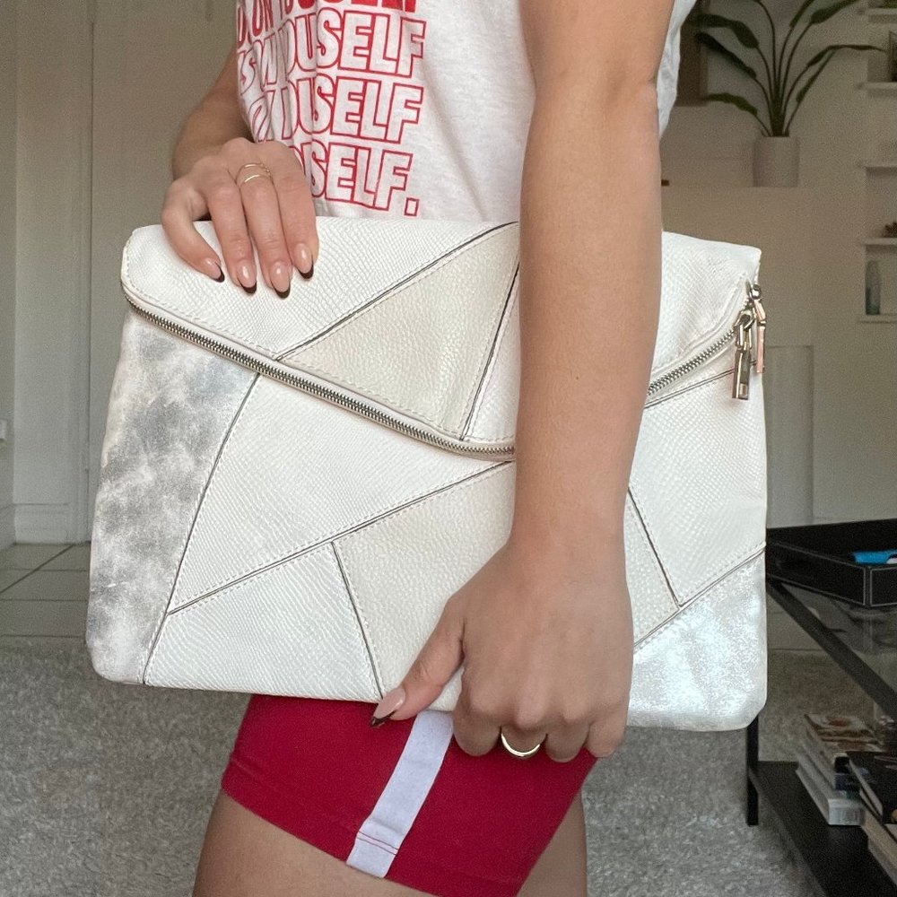 Nasty Gal White Envelope Leather Clutch
